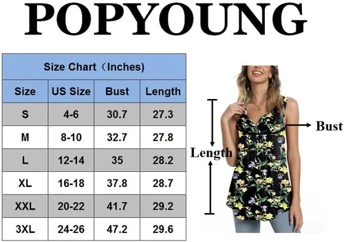 Vista 4 de POPYOUNG Camisetas sin mangas de verano Henley con botones