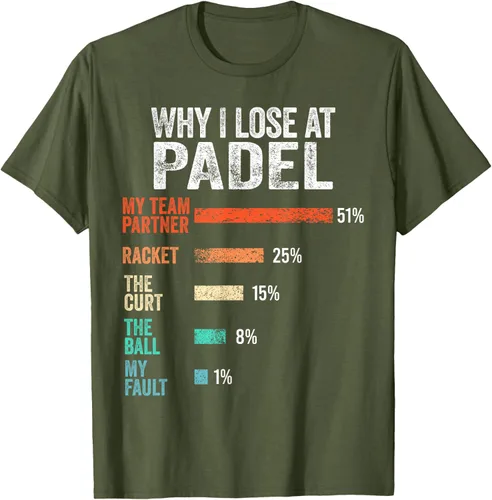 Vista 6 de Why I Lose at Padel Funny Game Padel Hombres Mujeres Camiseta de Padel
