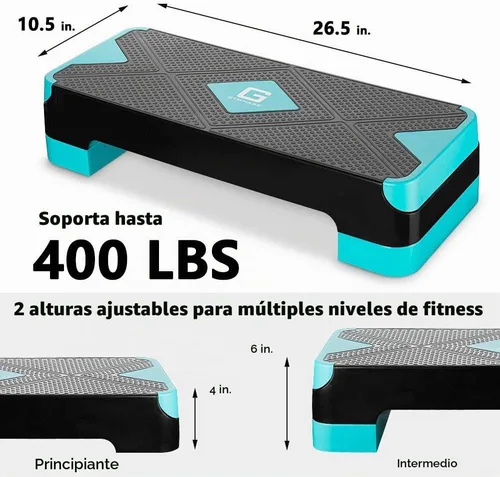 Vista 4 de GYMMAGE Stepper aeróbico de entrenamiento ajustable, plataforma de ejercicios aeróbicos con 2 elevadores, plataforma de ejercicios para fitness