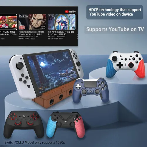 Vista 8 de YOXXZUS Base de interruptor, muelle de TV con adaptador de controlador Gamecube para interruptorinterruptor OLED