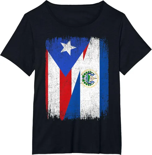 Vista 27 de Camiseta Half Puerto Rico El Salvador Flag Orgullo Salvadoreño Roots