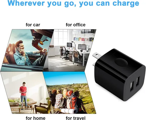 Vista 7 de Enchufes USB Adaptador de corriente de pared Dual USB Enchufe Eléctrico Cubo de Carga Compatible iPhone 17e 17 Pro Max Air 16e 16 Plus 15 14 13 12