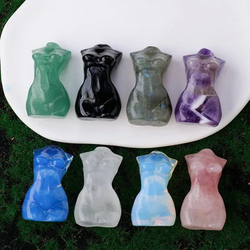 Vista 7 de Apengshi Imagen Natural de Cuarzo Rosa de la Diosa Escultura Femenina Tallada a Mano Modelo Coleccionable Artesanías Cristal Sanador Meditación Yoga