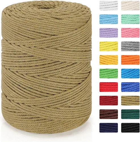 Vista 11 de Cordón de macramé de 0.157 in x 328 yardas Cuerda de macramé 100% algodón natural Cuerda de algodón trenzado de 4 hebras para manualidades, Beige