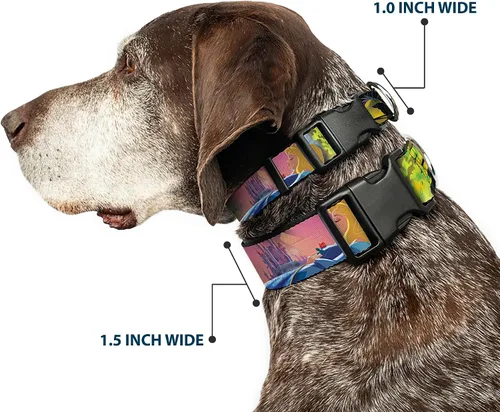 Vista 2 de Buckle-Down Collar de clip de plástico, escenas de dragón de la bella durmiente y maléfica/maléfica, 1 pulgada de ancho, se adapta a cuello de 9 a