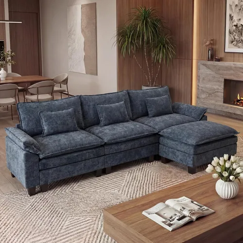 Vista 50 de URRED - Sofá seccional modular Cloud, sofá moderno en forma de L de 87" con profundidad de asiento con otomana y almohadas, ultra cómodo sofá