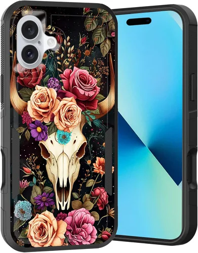 Vista 193 de Funda para iPhone Air, doble capa híbrida resistente resistente a prueba de golpes de policarbonato duro + funda protectora de silicona suave