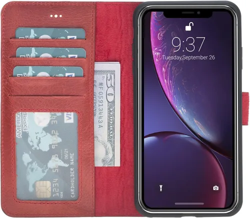 Vista 92 de HARDISTON Compatible con iPhone 7 Plus / 8 Plus Funda Cartera, Hecha a Mano de Cuero Genuino, Funda Magnética Desmontable con Tapa Abatible