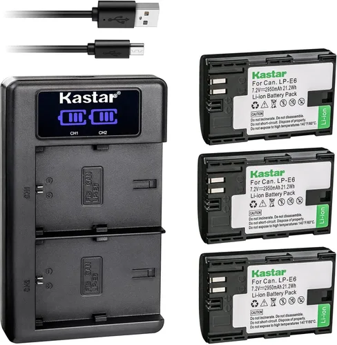 Vista 7 de Kastar Cargador dual LCD USB para batería Canon LP-E6 LP-E6N, cargador Canon LC-E6 LC-E6E y Canon EOS 5DS, EOS 5DS R, EOS 5D Mark II, EOS 5D Mark