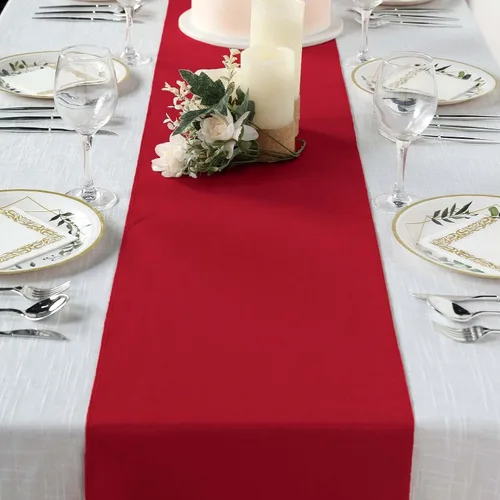 Vista 34 de Efavormart - Camino de mesa de poliéster de alta calidad azul claro para bodas, fiestas de cumpleaños, banquetes, decoración, ajuste rectangular