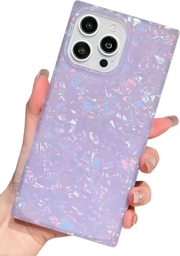 Vista 49 de Elegante Funda con Concha de Madre Perla para Niña Compatible con iPhone 14 de 6.1 Pulgadas, Funda Rectángulo con Borde, Elegante y delgada