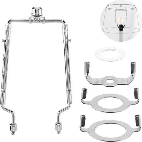 Vista 9 de juego de soporte de arpa de pantalla de lámpara de 7 8 9 10 pulgadas, arpas de lámpara ajustables y finales, se adapta tanto a la varilla de lámpara
