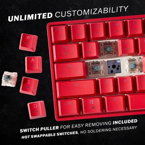 Vista 3 de HK GAMING GK61 - Teclado mecánico para juegos con 61 teclas multicolor RGB retroiluminadas por LED, con cable, programable, para PCMac