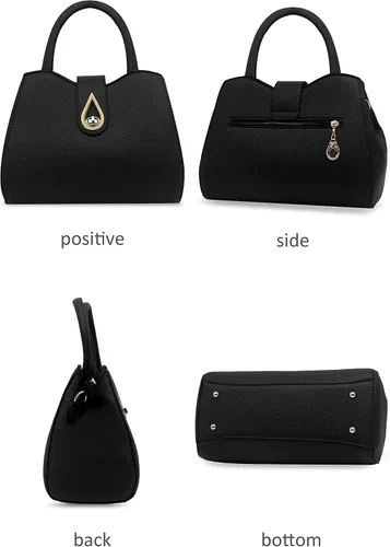 Vista 3 de Pahajim Bolso de cuero sintético para mujer, con asa superior, cartera de dama, elegante, para trabajo, ataché, bolsa de mano Medium structured