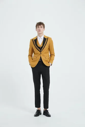 Vista 9 de Esmoquin negro para hombre, traje de boda de 3 piezas para hombre, ajuste delgado, esmoquin, trajes de baile de graduación, trajes de fiesta