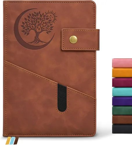 Vista 9 de PAIBAS Cuaderno en blanco, cuaderno de bocetos A5 de cuero de tapa dura con 200 páginas de papel grueso en blanco para hombres y mujeres, diario