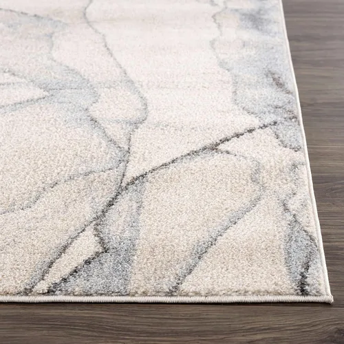 Vista 4 de Abani Alfombra contemporánea en capas gris y beige para comedor, de alta calidad, no desprende pelusa, 4 x 6 pies, diseño moderno