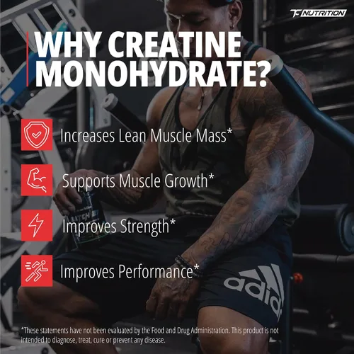 Vista 4 de TC Nutrition Monohidrato de creatina en polvo de 0.18 oz (5 g), creatina pura en polvo para mayor fuerza, crecimiento muscular, mayor resistencia