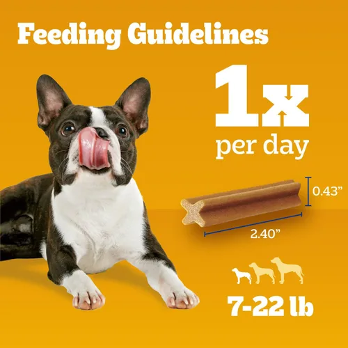 Vista 16 de Pedigree Dentastix Golosinas dentales para perros pequeños de doble sabor, tocino y pollo, bolsa de 5.08 onzas (24 golosinas)