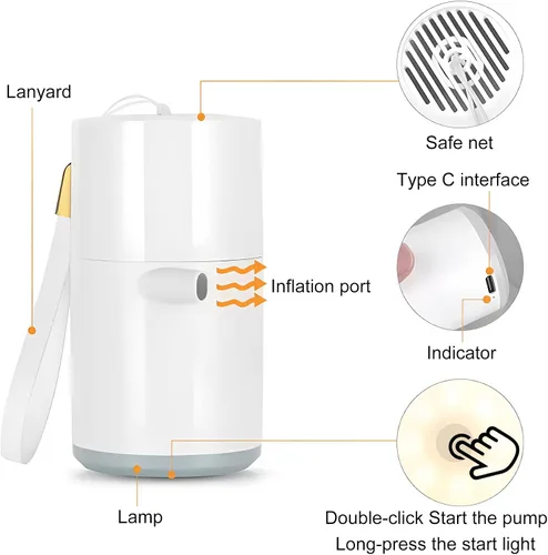 Vista 8 de Bomba de aire eléctrica al aire libre Luz de camping SOS Light Batería de litio de gran capacidad para balsa de aire cojín de aire Anillo de natación