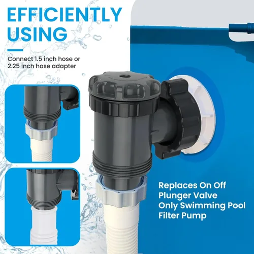 Vista 7 de Válvula de émbolo para piscinas sobre el suelo, conexión de 1.55 pulgadas, caudal de 1800 gph, ajuste universal, fácil de instalar, reemplazo