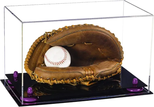 Vista 41 de Better Display Cases Vitrina de guantes de béisbol de acrílico transparente con elevadores negros (A011/V16)