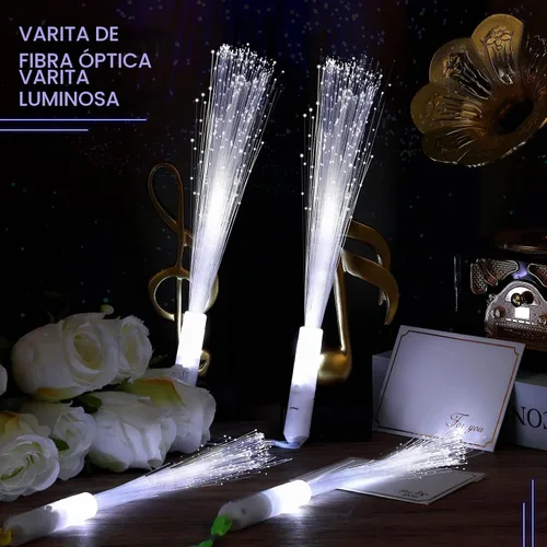 Vista 7 de Jecery 24 varitas de fibra óptica blancas a granel, luces LED de boda, varitas iluminadas con 3 modos de parpadeo para despedida de soltera