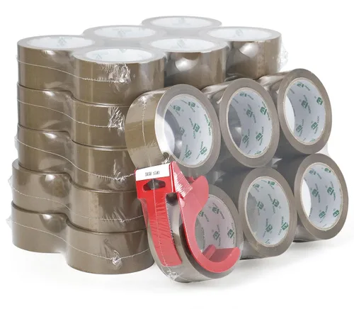 Vista 9 de BOMEI PACK Cinta de embalaje marrón con dispensador, 2.4 milímetros 1.88 pulgadas x 60 yardas, 6 rollos de recarga de cinta de embalaje