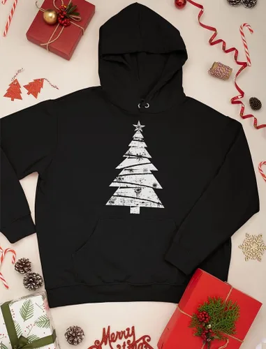 Vista 4 de Sudaderas con capucha para árbol de Navidad, color blanco, para mujeres y niñas