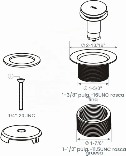 Vista 6 de HIDROP - Kit de embellecedor de desagüe de bañera con punta negra mate, placa frontal de desbordamiento de 1 Negro