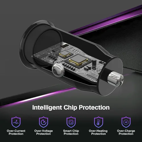 Vista 3 de Cargador de coche para iPhone 17 16 15 de carga rápida, cargador de coche USB C de doble puerto de 40 W con 2 cables USB C de 3 pies, adaptador