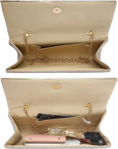 Vista 5 de Dasein Bolso de noche para mujer, bolso de mano con purpurina para boda, bolso de novia brillante para cóctel, fiesta, baile de graduación