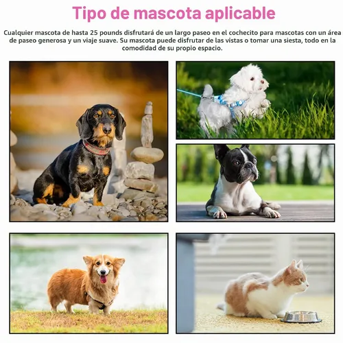 Vista 7 de Cochecito de perro de doble capa para 2 perros pequeños/gatos, 4 ruedas para mascotas con forro extraíble, cesta de almacenamiento, rotura de rueda