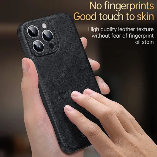 Vista 3 de COOVS Funda para iPhone 14/14 Plus/14 Pro/14 Pro Max, funda de cuero de lujo premium clásica para negocios, funda delgada para teléfono