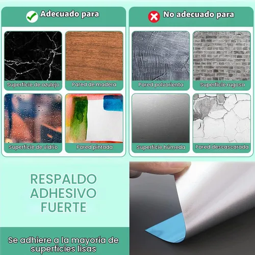Vista 5 de Hoja de espejo acrílico autoadhesiva de 8 x 6 pulgadas, paquete de 6 unidades, flexibles, inastillables, sin vidrio, azulejos grandes autoadhesivos