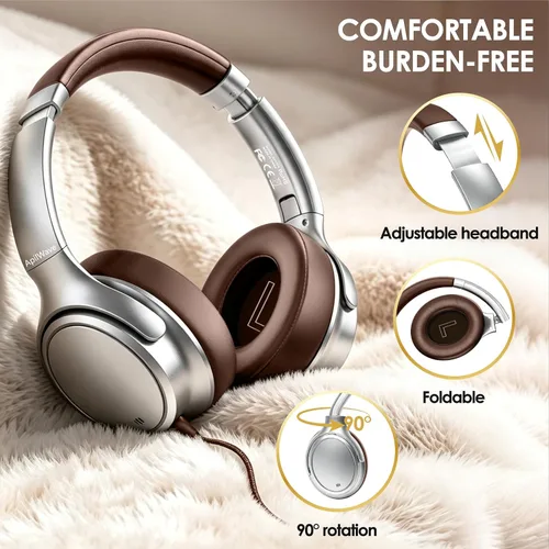 Vista 4 de Auriculares con cable sobre la oreja con micrófono, auriculares USB tipo C Plateado