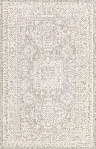 Vista 80 de Unique Loom Outdoor Aztec Collection Alfombra de área, Chalca (5 pies 3 pulgadas, octágono, aguamarina/marfil)