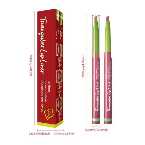 Vista 7 de evpct Lápiz delineador labial Dusty Rose en forma de triángulo para mujeres, lápiz labial retráctil con punta triangular para esculpir, rellenar