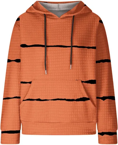 Vista 4 de Sudadera casual con capucha y bolsillo para mujer, con bloques de color, ligera, a la moda