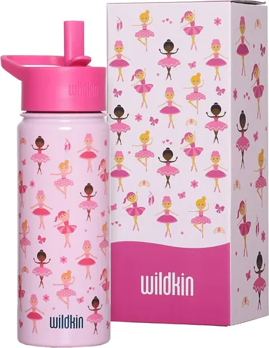 Vista 17 de Wildkin Kids - Botella de agua de acero inoxidable de 14 onzas para niños – Sin BPA, a prueba de fugas, aislada, fácil de limpiar - Ballerina