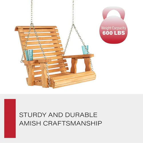 Vista 5 de Amish Casual Silla giratoria resistente con tratamiento a presión con portavasos (mancha de cedro)