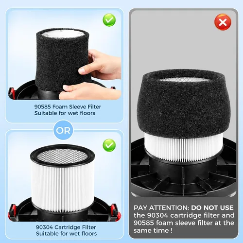 Vista 8 de 90304 Kit de filtros de repuesto para aspiradora Shop Vac 90350 90585 90333