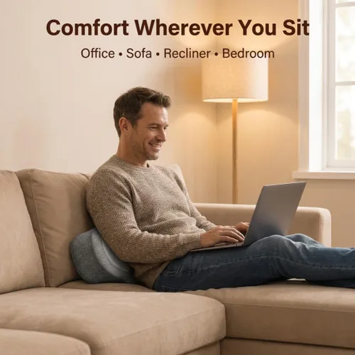 Vista 2 de 3-in-1 Heated Back Massager Cushion with Lumbar Support, Heat & Vibration