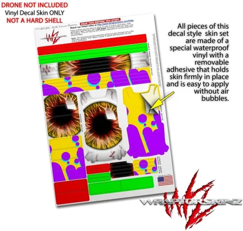 Vista 4 de Skin Wrap 2 Pack para DJI Ryze Tello Drone globo ocular amarillo rojo Drone No Incluidas