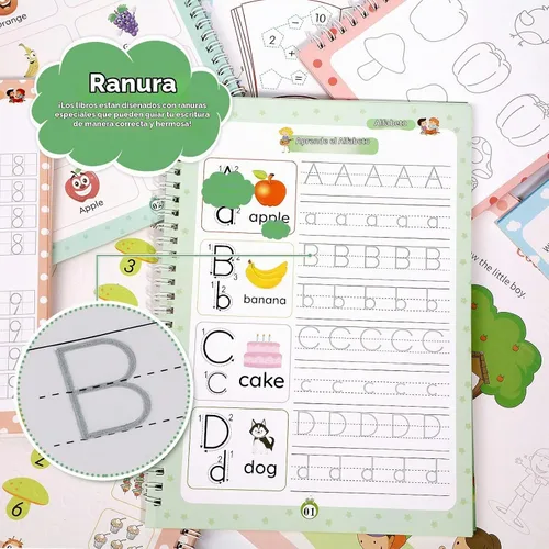 Vista 6 de Libros de escritura mágica, cuaderno de práctica de escritura a mano, ayuda para escribir a mano, bolígrafo mágico reutilizable, diseño