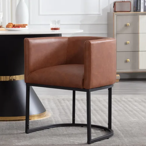Vista 21 de RIVOVA - Silla tapizada para comedor, silla lateral moderna de barril, sillas tapizadas para comedor, silla cómoda para cocina, silla lateral