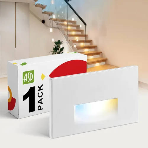 Vista 43 de ASD Lámpara LED Empotrada para Escalones, Iluminación de Peldaños para Escaleras de Exterior e Interior 3CCT, Regulable, Impermeable, Listado ETL