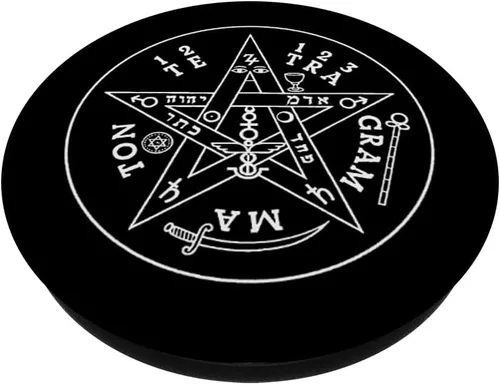 Vista 2 de Tetragrammaton Pentagram PopSockets - Agarre y soporte para teléfonos y tabletas, Negro