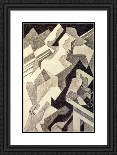 Vista 4 de ArtDirect Gris, Juan 19x24 Black Modern Framed Art Print with Double Matting Titled: Harlequin at Table II