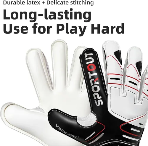 Vista 8 de Sportout Guantes de portero para jóvenes y adultos, agarre fuerte para las paradas más difíciles, con protección en los dedos y látex de 4+3MM